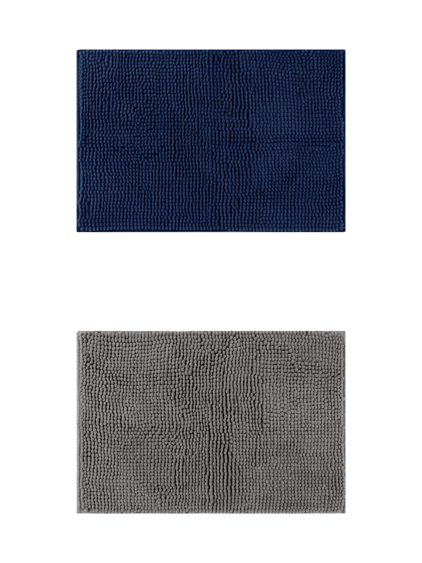 Unique Bargains 2 Pcs Non-Slip Microfiber Bathroom Mats Grey/Dark Blue 20" x 32"