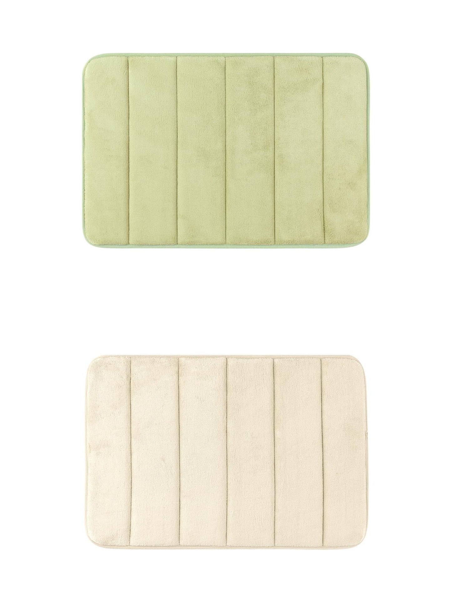 Unique Bargains 2 Pcs Soft Thick Absorbent Quick Dry Bathroom Bath Rugs Non Slip Khaki/Green 16" x 24"