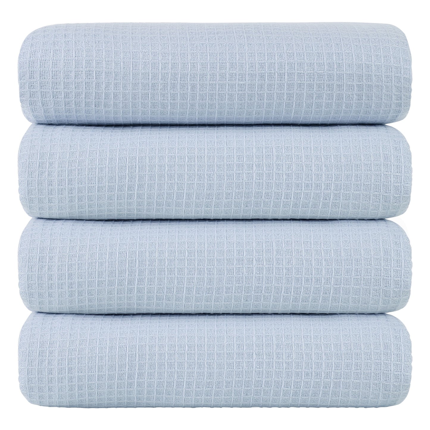 Unique Bargains 4-Pack 100% Cotton Waffle Weave Absorbent Bath Towels 27" x 55" Blue