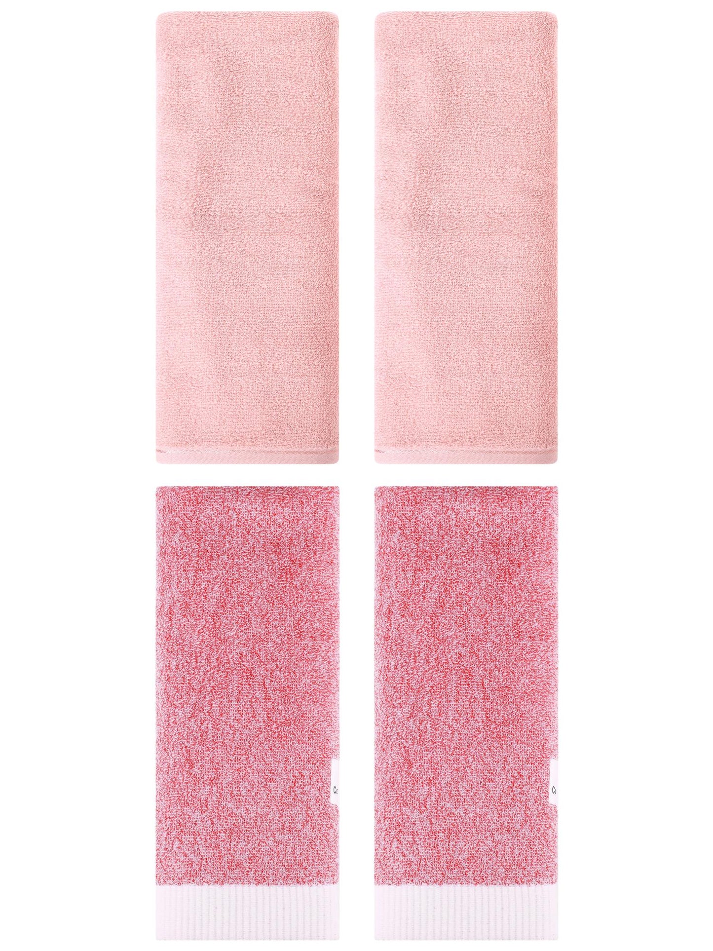 Unique Bargains 4 Pcs Soft Hand Towel Set Pink 13" x 30"/13" x 29"