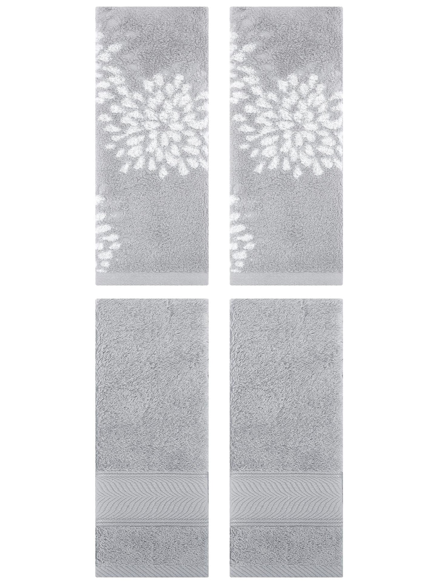 Unique Bargains 4 Pcs Striped Hand Towel 14" x 30" Light Grey/Grey