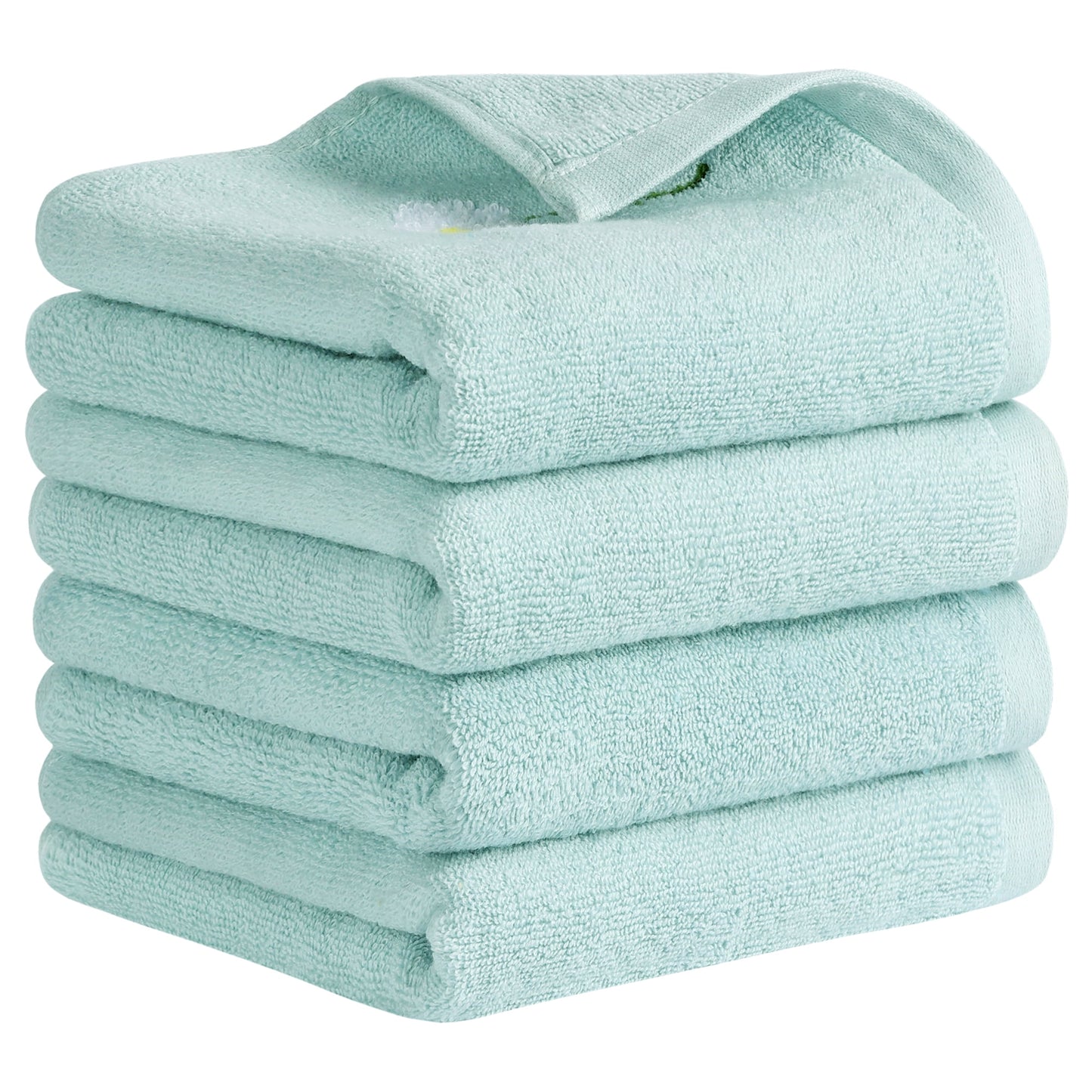 Unique Bargains Cotton Floral Hand Towels Absorbent Towel Set Blue 4-Pieces