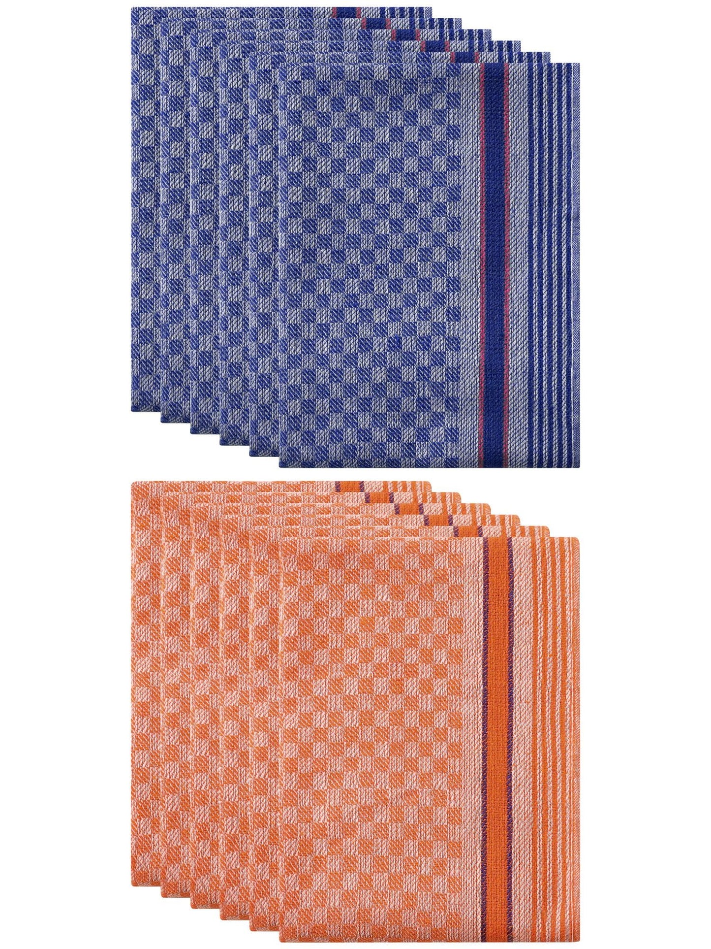 Unique Bargains Cotton Soft Waffle Weave Kitchen Dishcloths 15" x 25" Blue Orange