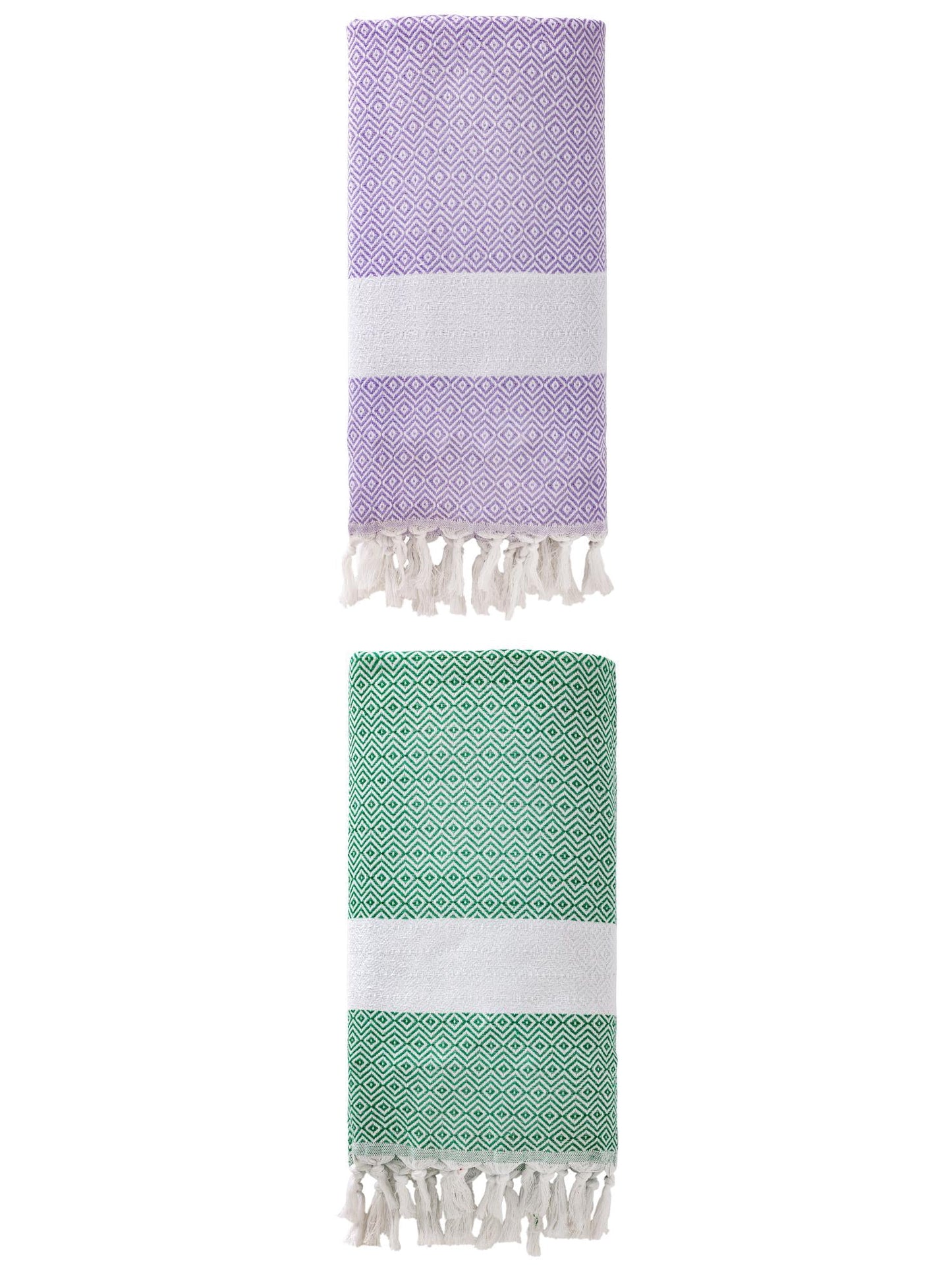 Unique Bargains Geometric Sandproof Turkish Beach Towel Light Purple/Dark Green 71"x40"