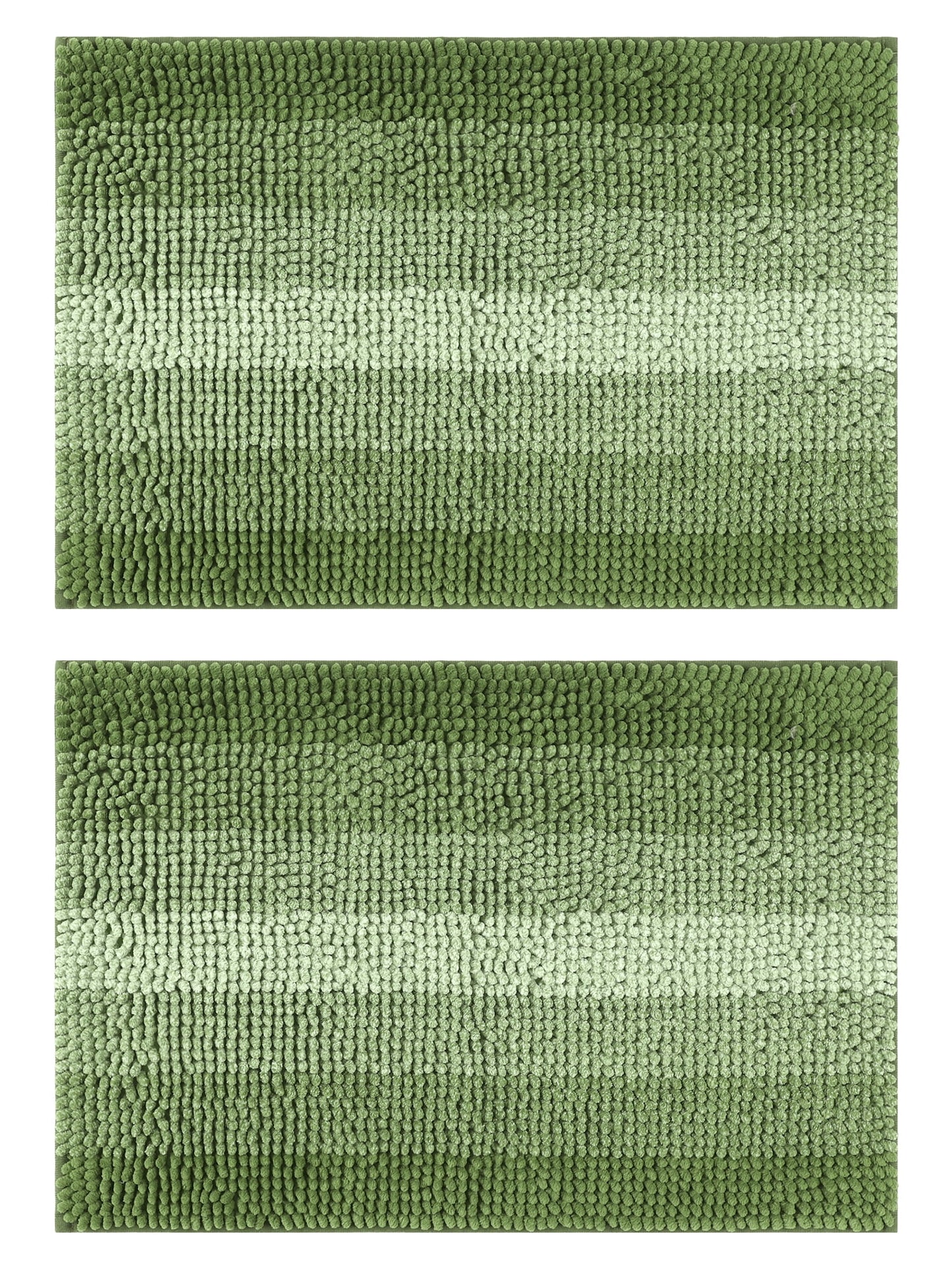 Unique Bargains Gradient Color Striped Bath Mats 2 Pcs Non-Slip Bathroom Rugs Green 20" x 32"