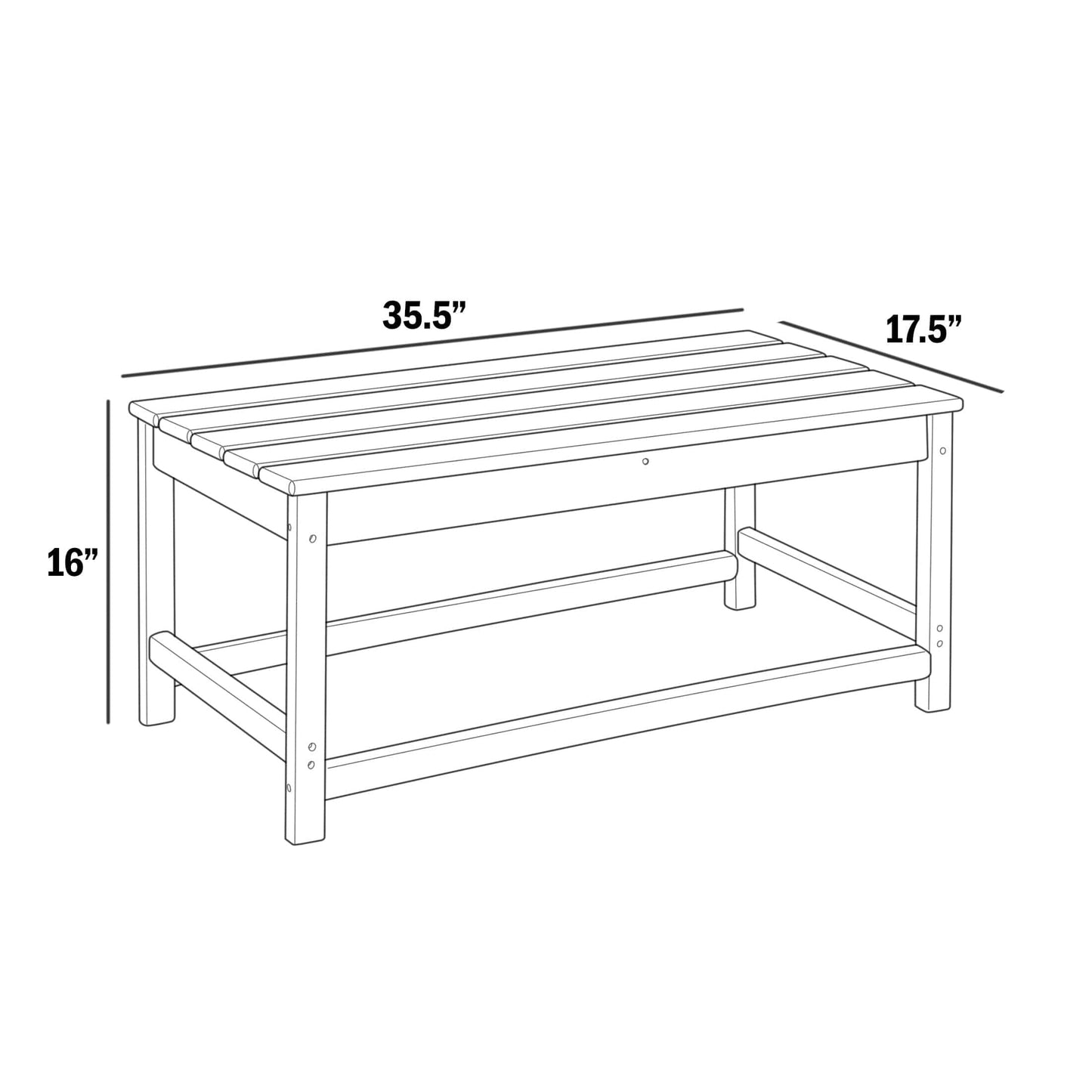 Westin Outdoor 35" Inch Adirondack Coffee Table for Patio Backyard UV Weather Resistant HDPE Plastic, Pacific Blue