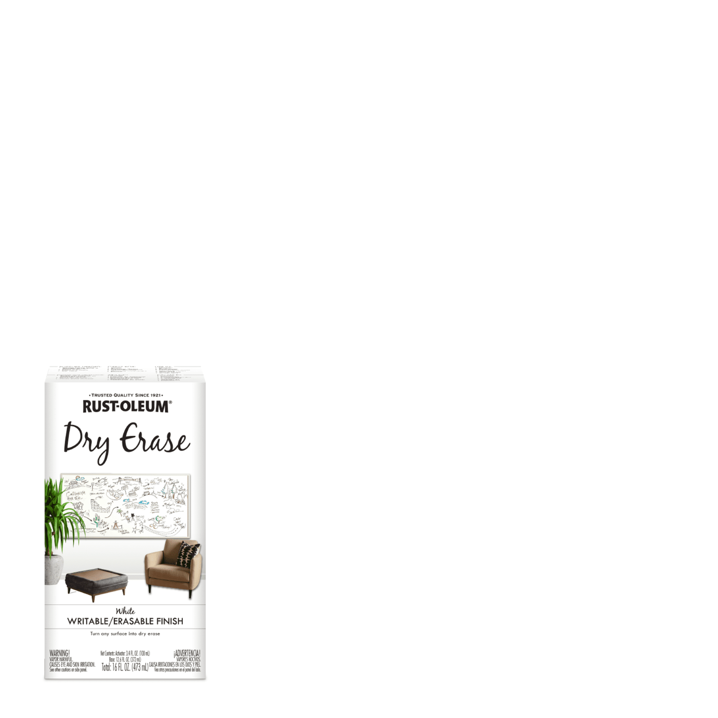 2 Pack, White, Rust-Oleum Gloss Specialty Dry Erase Paint- Kit