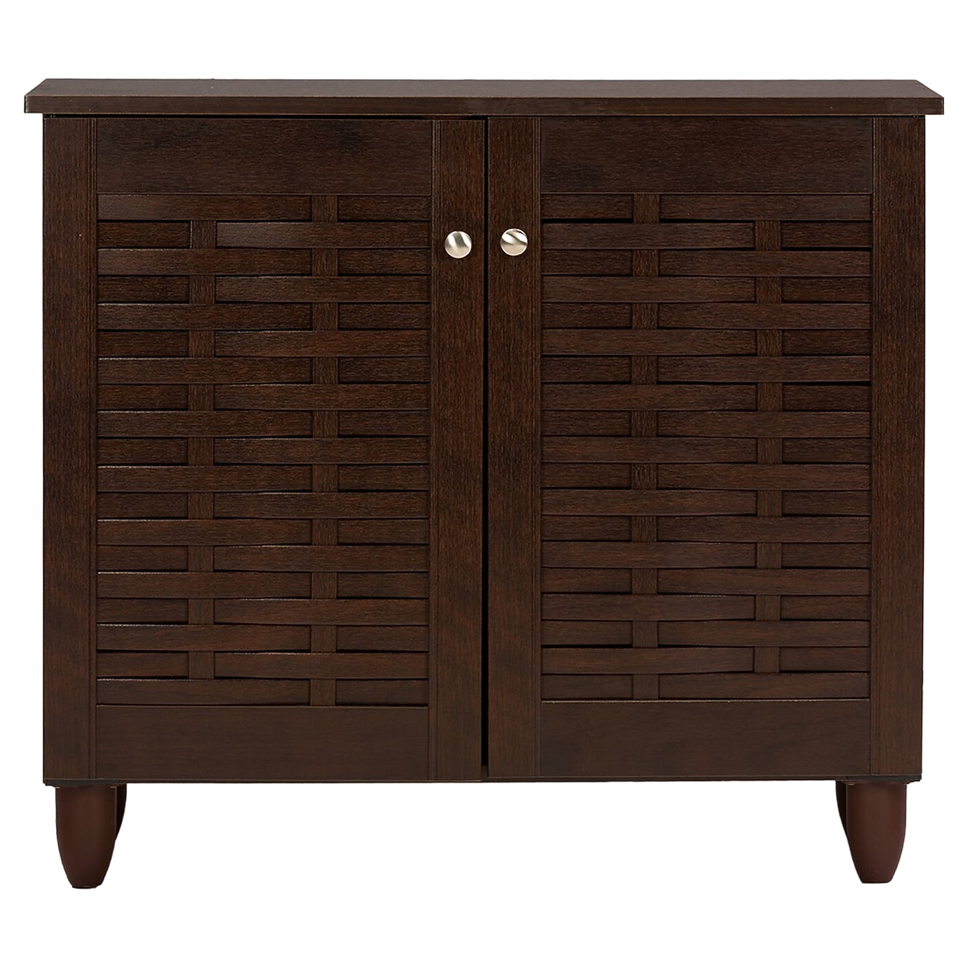 Winda Modern and 2-Door Dark Brown Wooden Entryway Shoes Storage Cabinet