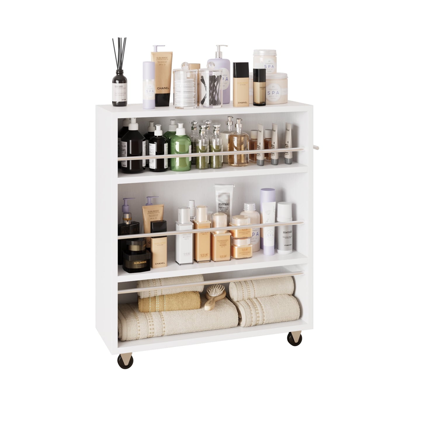 Wonline Carrito Rodante de Almacenamiento Moderno y Delgado con Organizador de EstanterÃa Ajustable de 3 Niveles para Cocina, Baño, Cuarto de Lavado (Blanco)