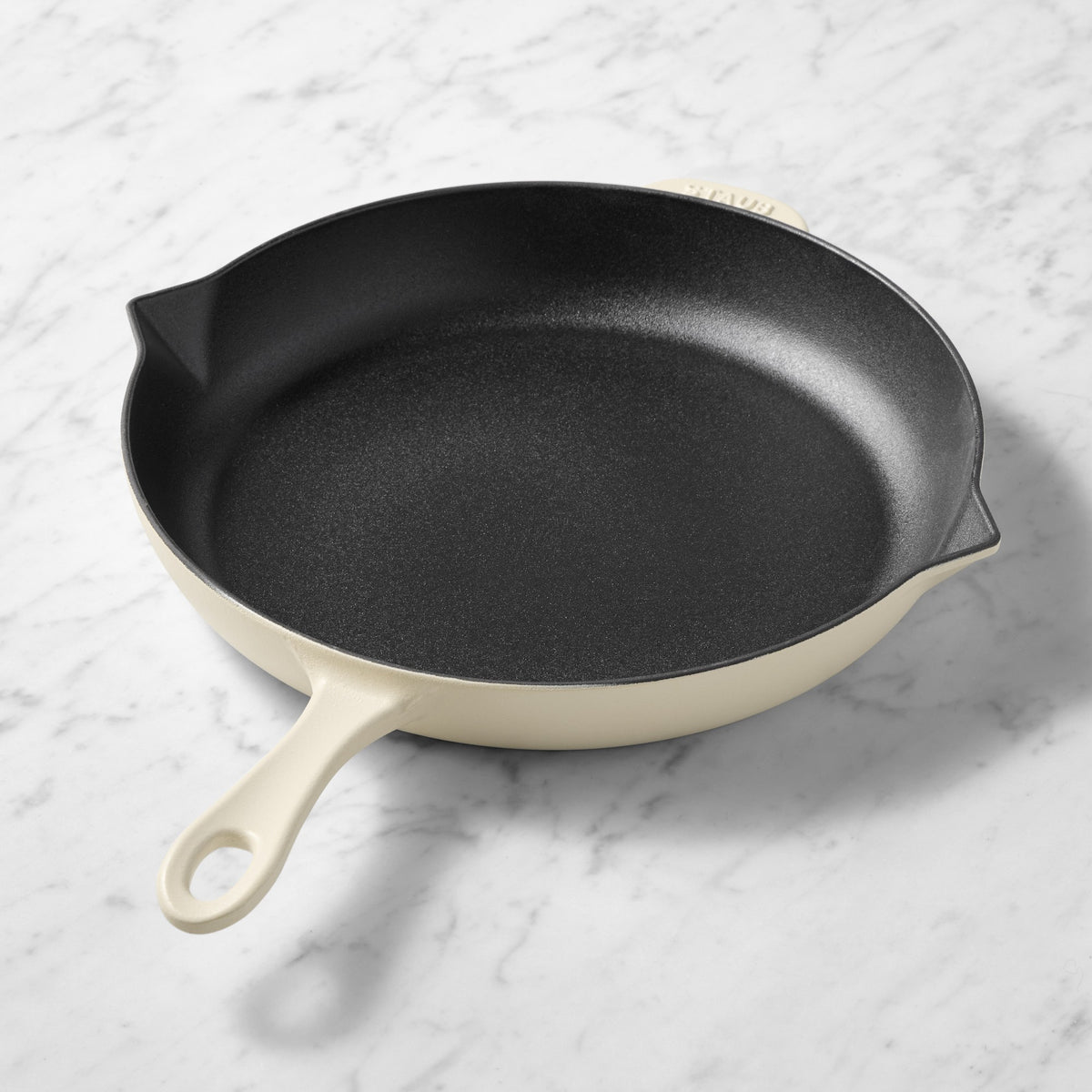 Staub Enameled Cast Iron Fry Pans,French Crème,Pan\, 12"\, Matte French Creme