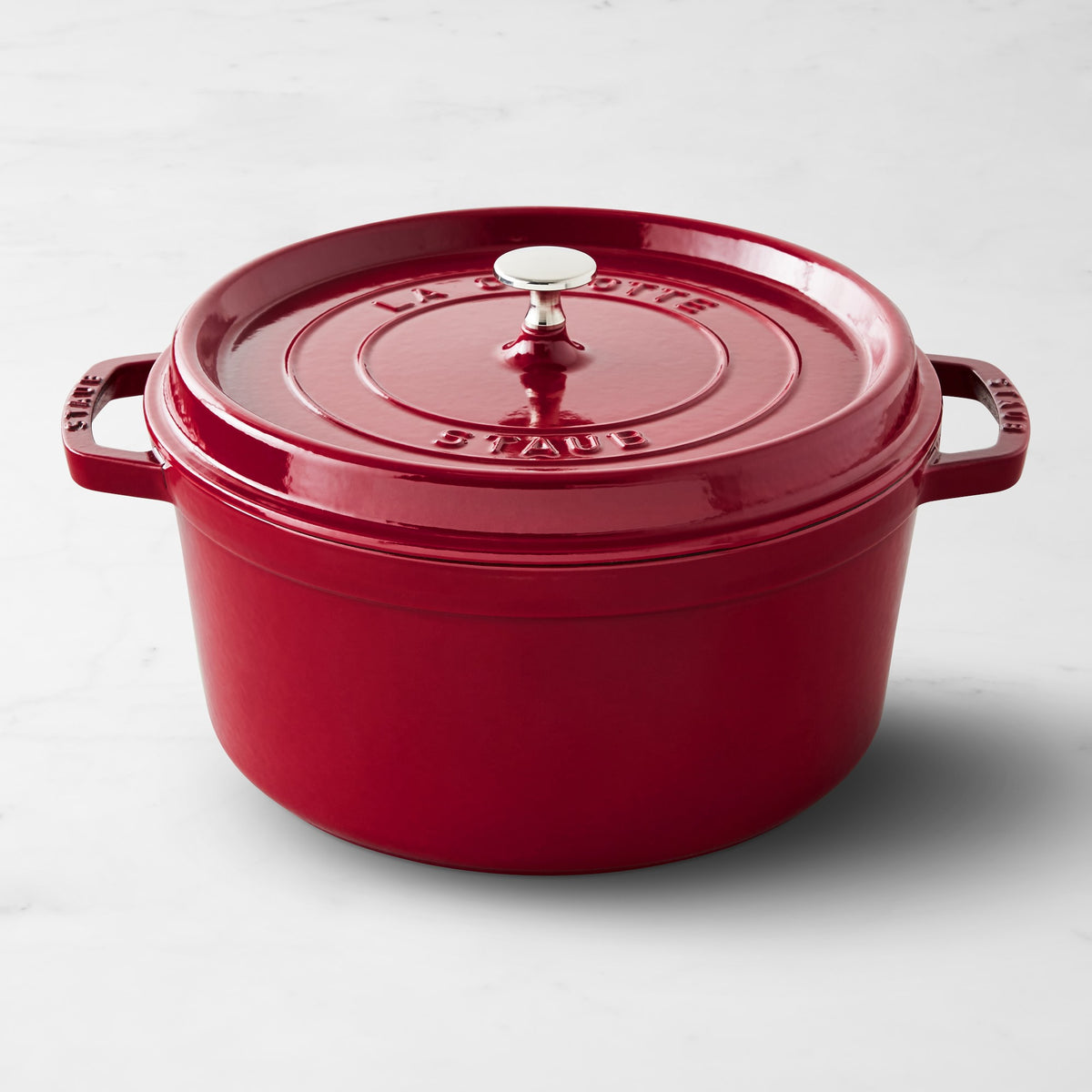 Staub Enameled Cast Iron Round Dutch Oven,Cranberry,7-Qt.