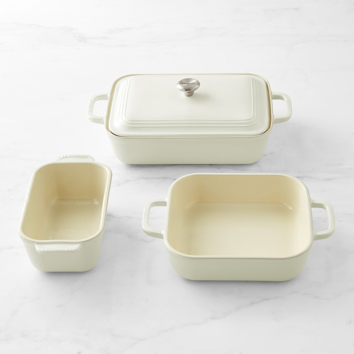 Le Creuset San Francisco Stoneware Bakeware Set, Set of 4,Matte White,