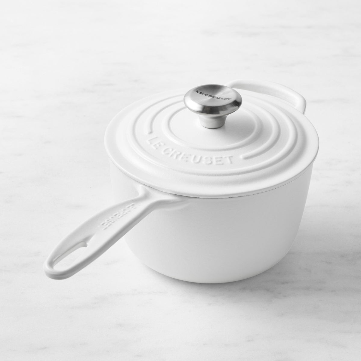 Le Creuset Signature Enameled Cast Iron Saucepan,Matte White,1.75-Qt.