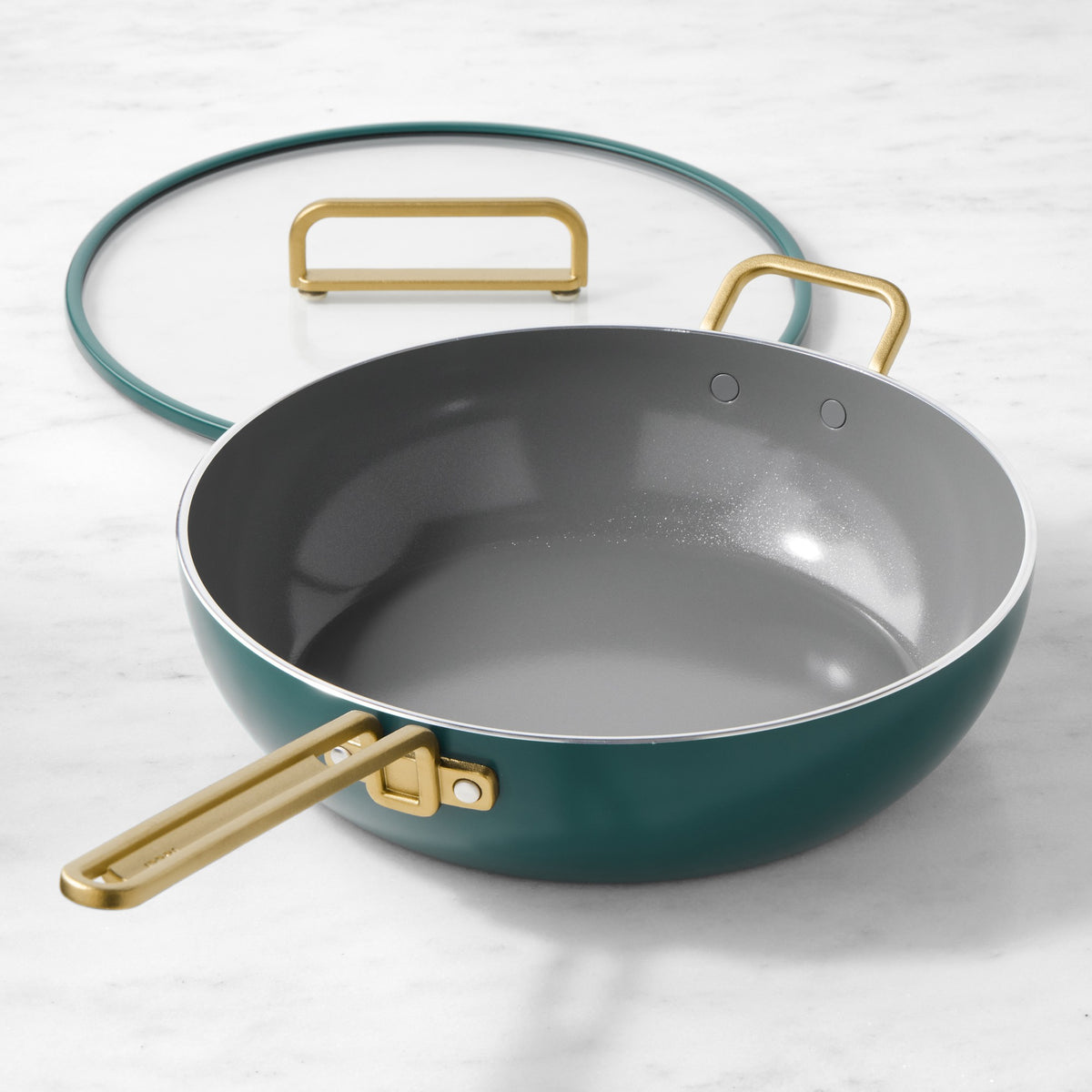 GreenPan Stanley Tucci Ceramic Nonstick Essential Stanley Pan,Venetian Teal,GreenPan Tucci ALU Essential Stanley Pan:6.5qt:Venetian Teal with Trimmed Rim
