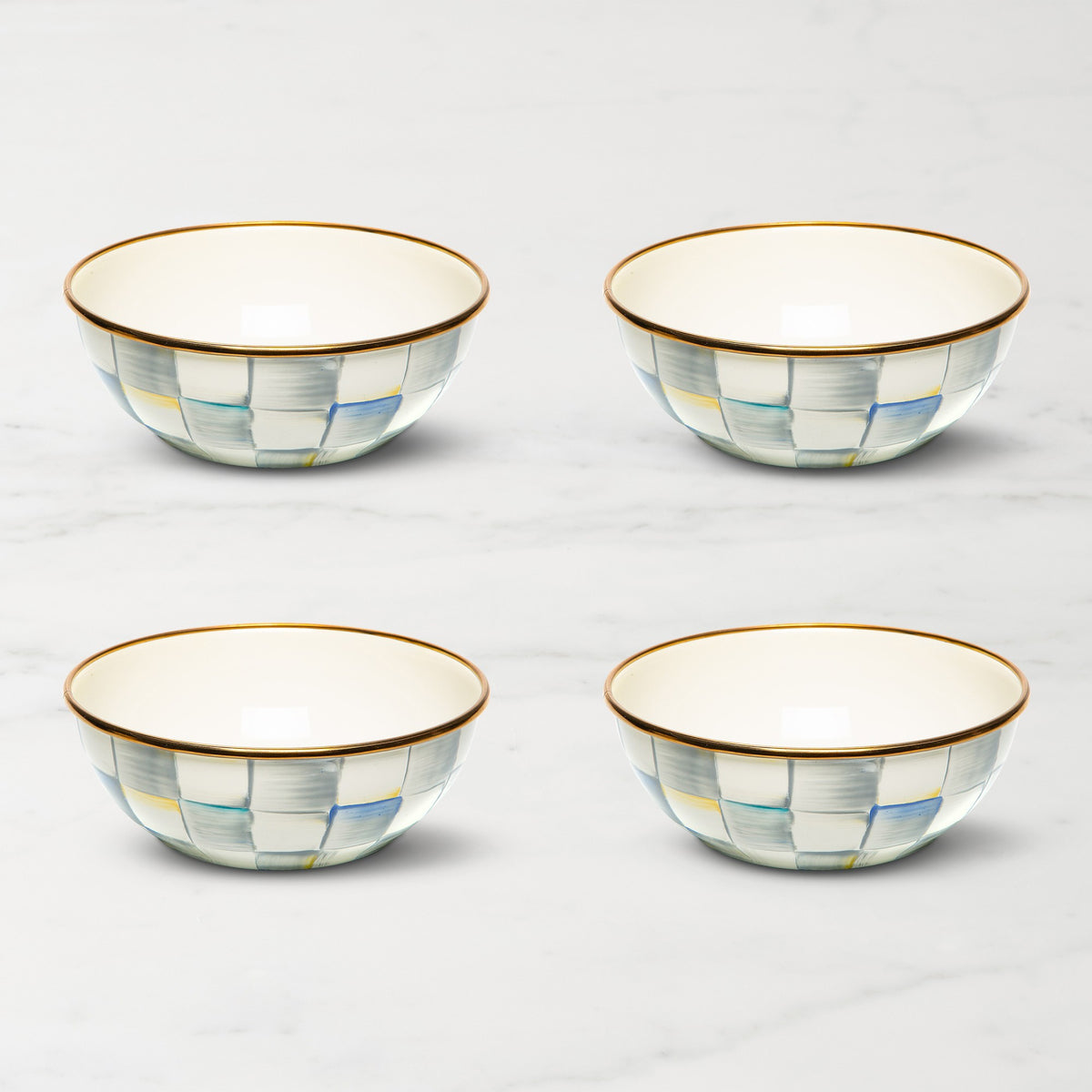 MacKenzie-Childs Sterling Check Everyday Bowls,Set of 4,