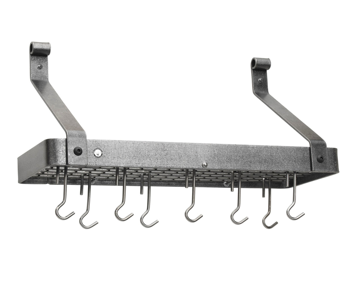 Enclume Wall-Mounted Narrow Bookshelf Rack,Hammered Steel,Shelf Pot Rack\, Hammered Steel\, 24"