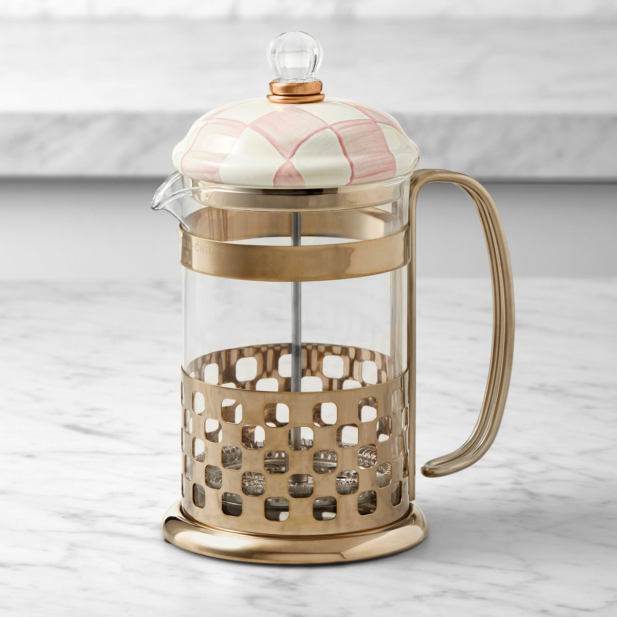 MacKenzie-Childs Rosy Check French Press,,WSNOADS