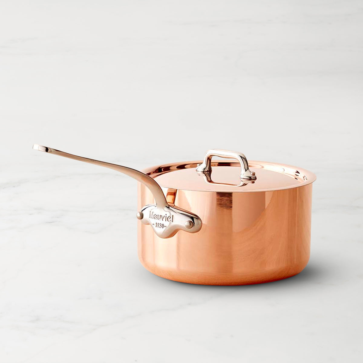 Mauviel M'3S Copper Saucepan with Stainless-Steel Handles,Triply Copper Saucepan\, 1.9-Qt.,