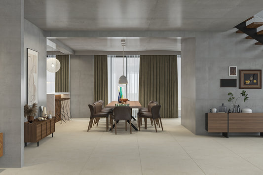 a dining room with a table and chairs