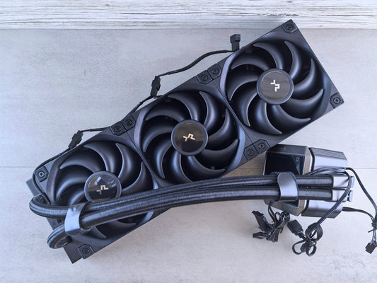 Black computer cooling fan with three rotors