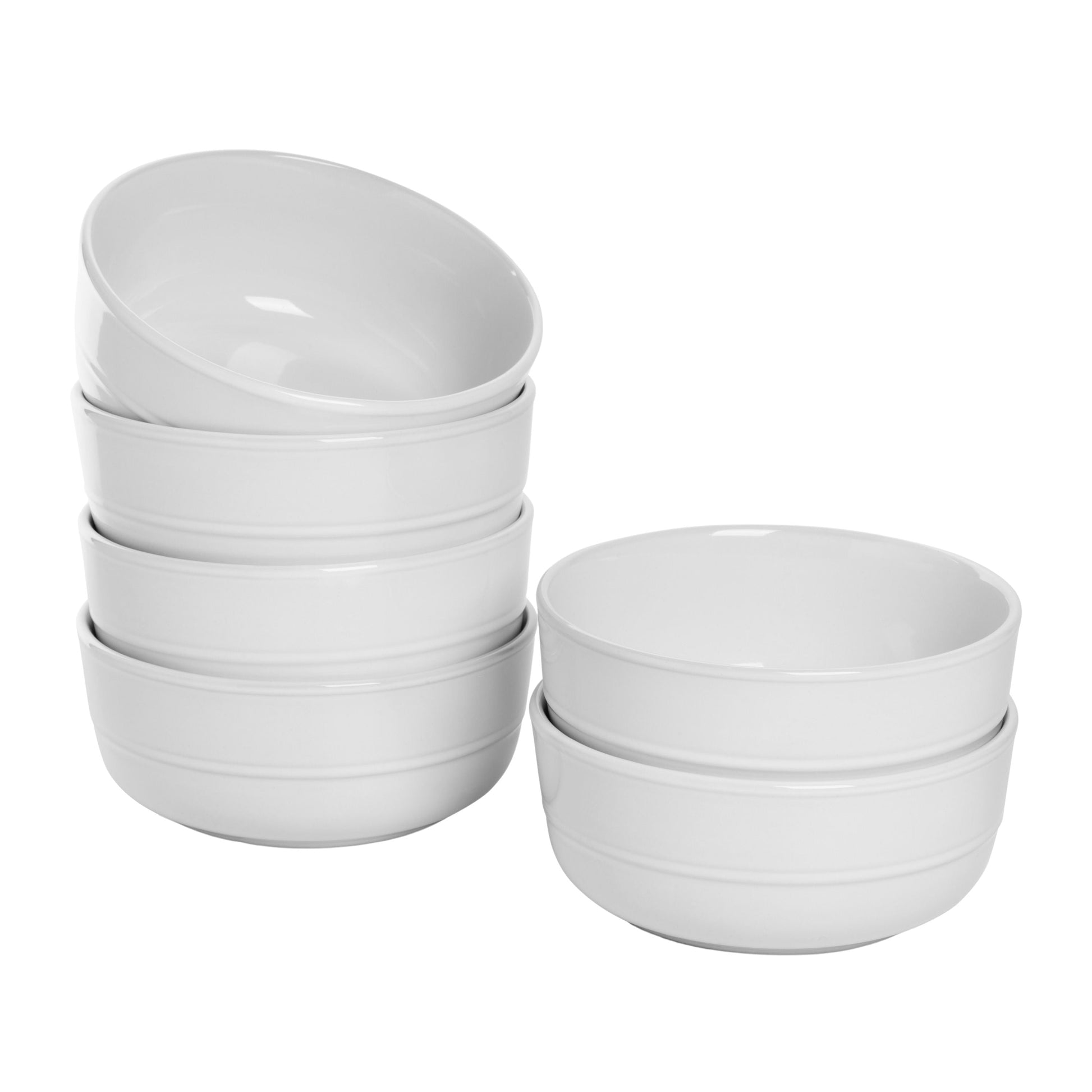 10 Strawberry Street Double Line 6.25"/24 oz Round Cereal Bowl, Set of 6, White