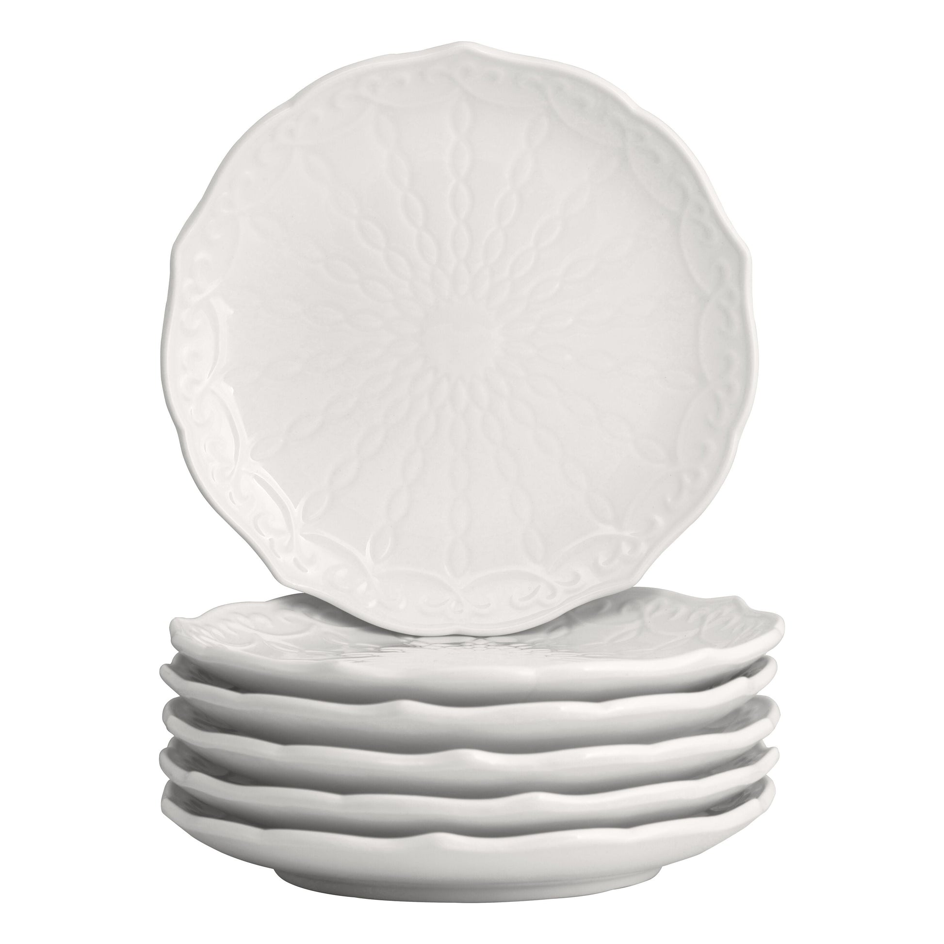 10 Strawberry Street Ever Porcelain 6" Bread & Butter Plate, Set of 6, White