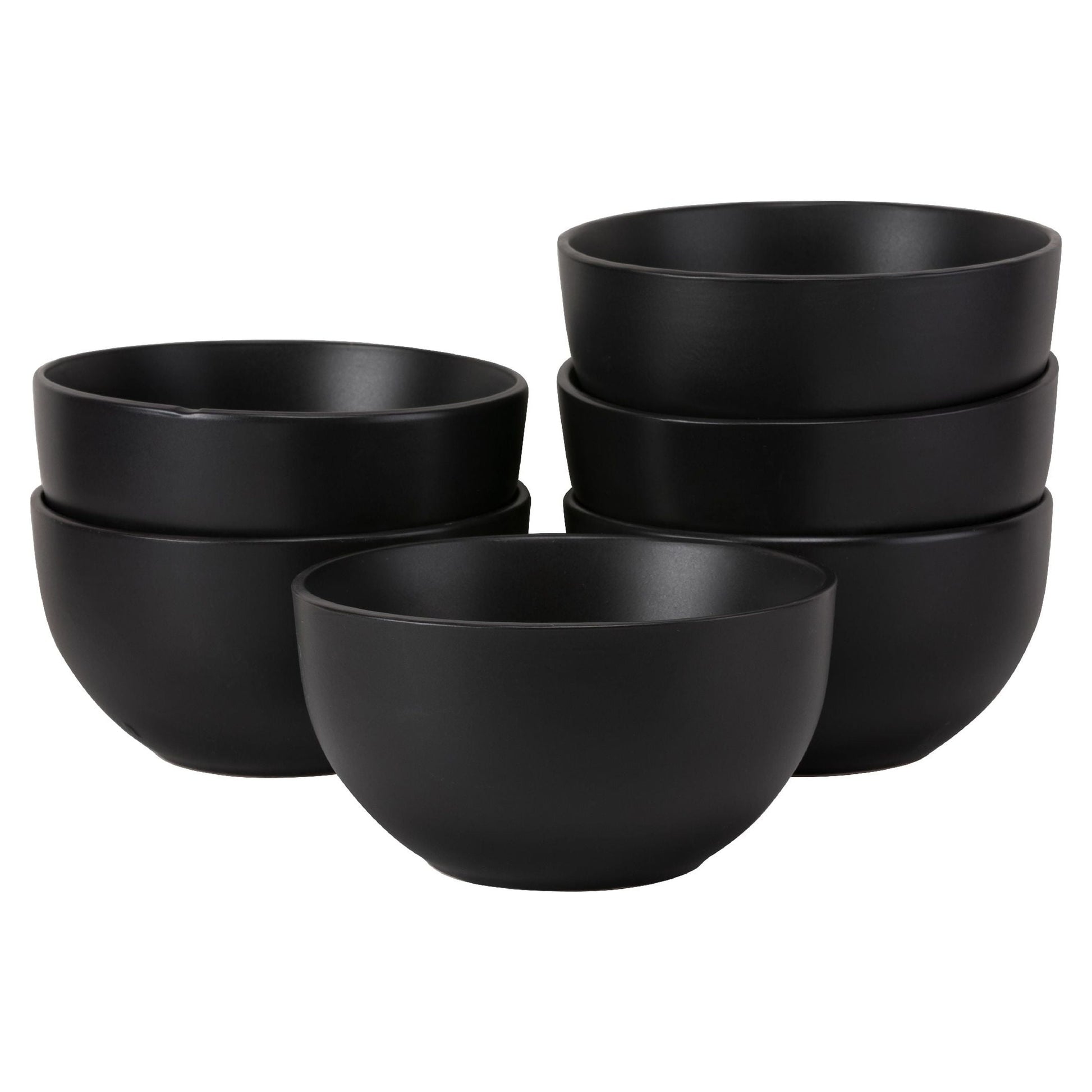 10 Strawberry Street Wazee Matte 5.5"/20oz Cereal Bowl, Set of 6, Black