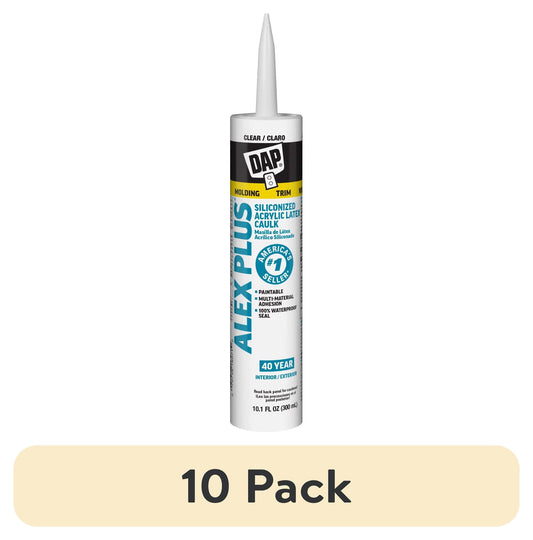 (10 pack) DAP Alex Plus 10.1 oz Clear All Purpose Acrylic Latex Caulk Plus Silicone