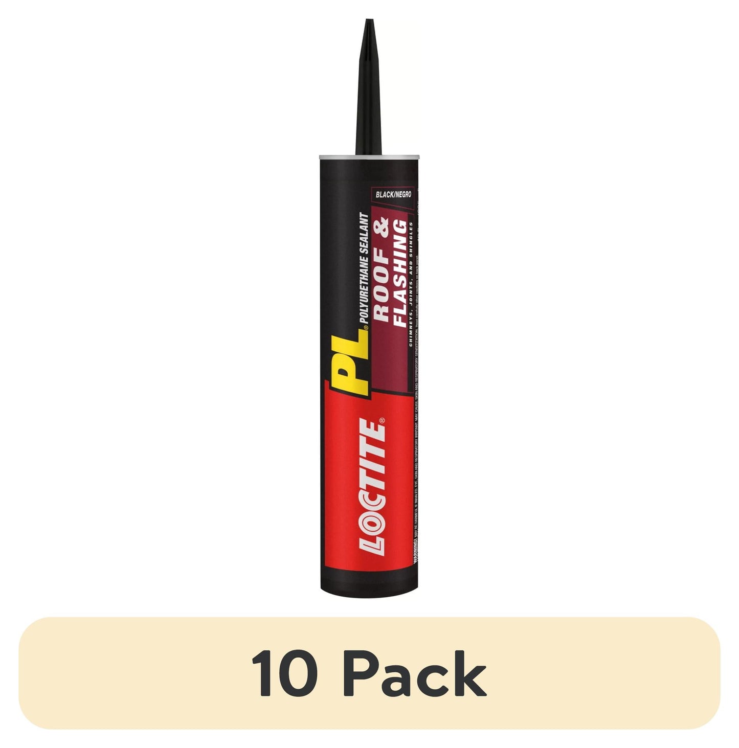 (10 pack) Loctite Pl Polyurethane Sealant Roof and Flashing, Pack of 1, Black 10 fl oz Cartridge