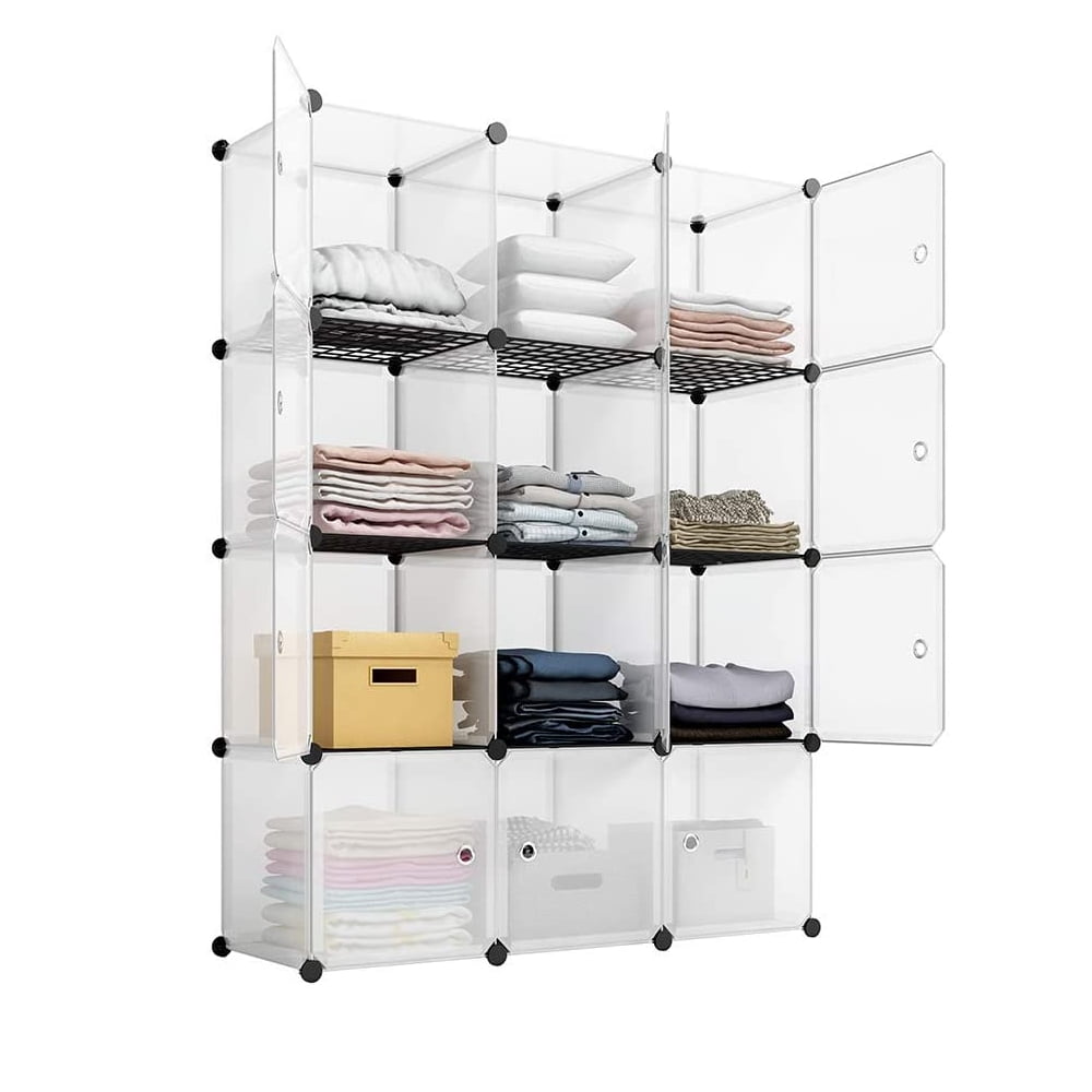 12-Cube Storage Shelf Cube Shelving Bookcase Bookshelf Organizing Closet Toy Organizer Cabinet, White