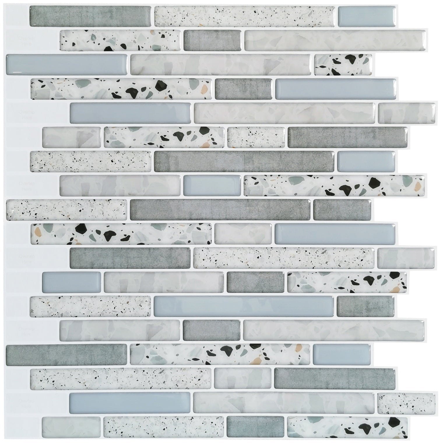 12 in. x 12 in. x 0.06 in. Vinyl Azure Grey Peel and Stick Backsplash Tile for Kitchen/Bathroom (10-Tiles/Pack)