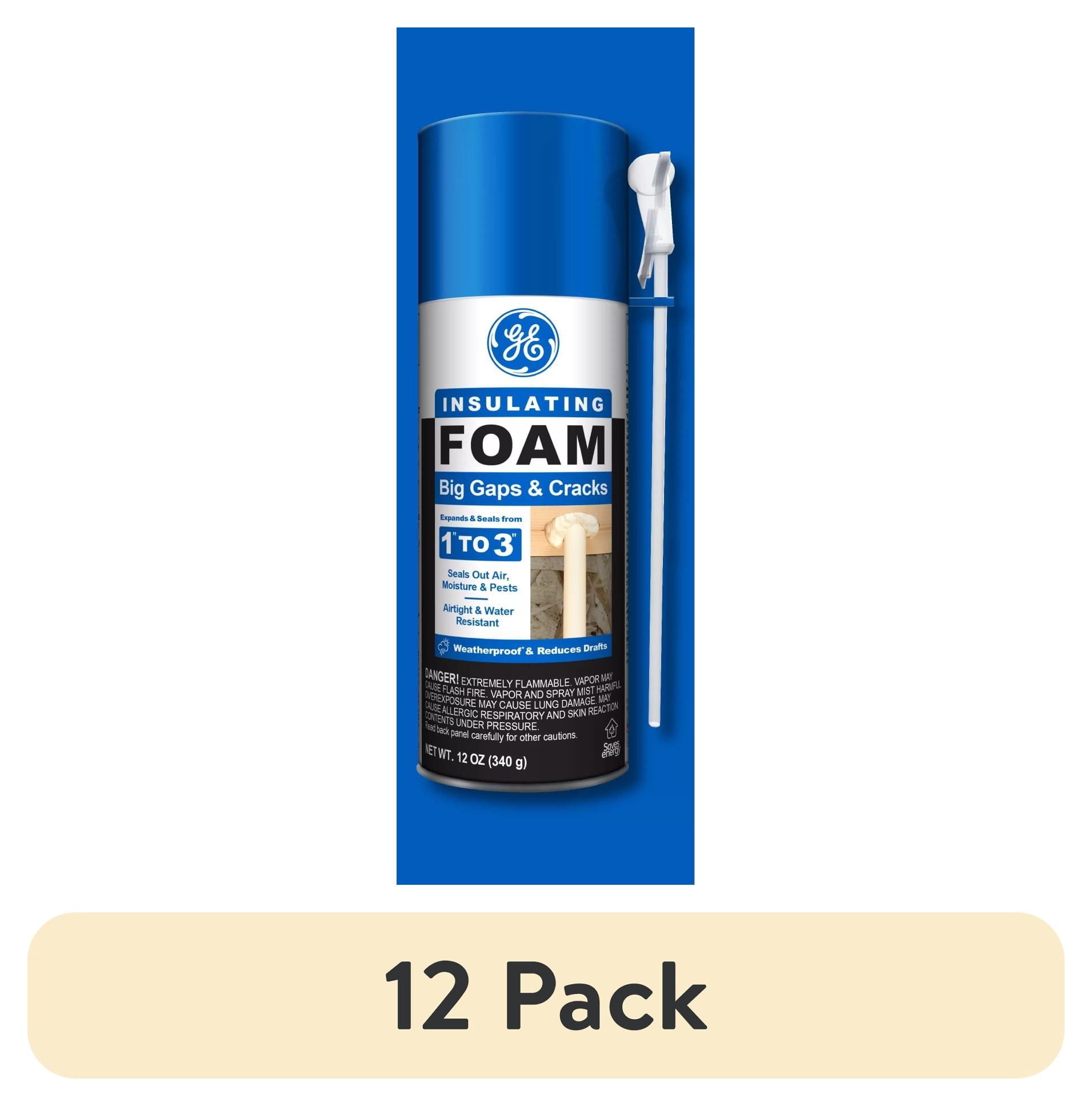 (12 pack) GE Big Gaps & Cracks Insulating Foam, Pack of 1, Yellow 12 oz Can