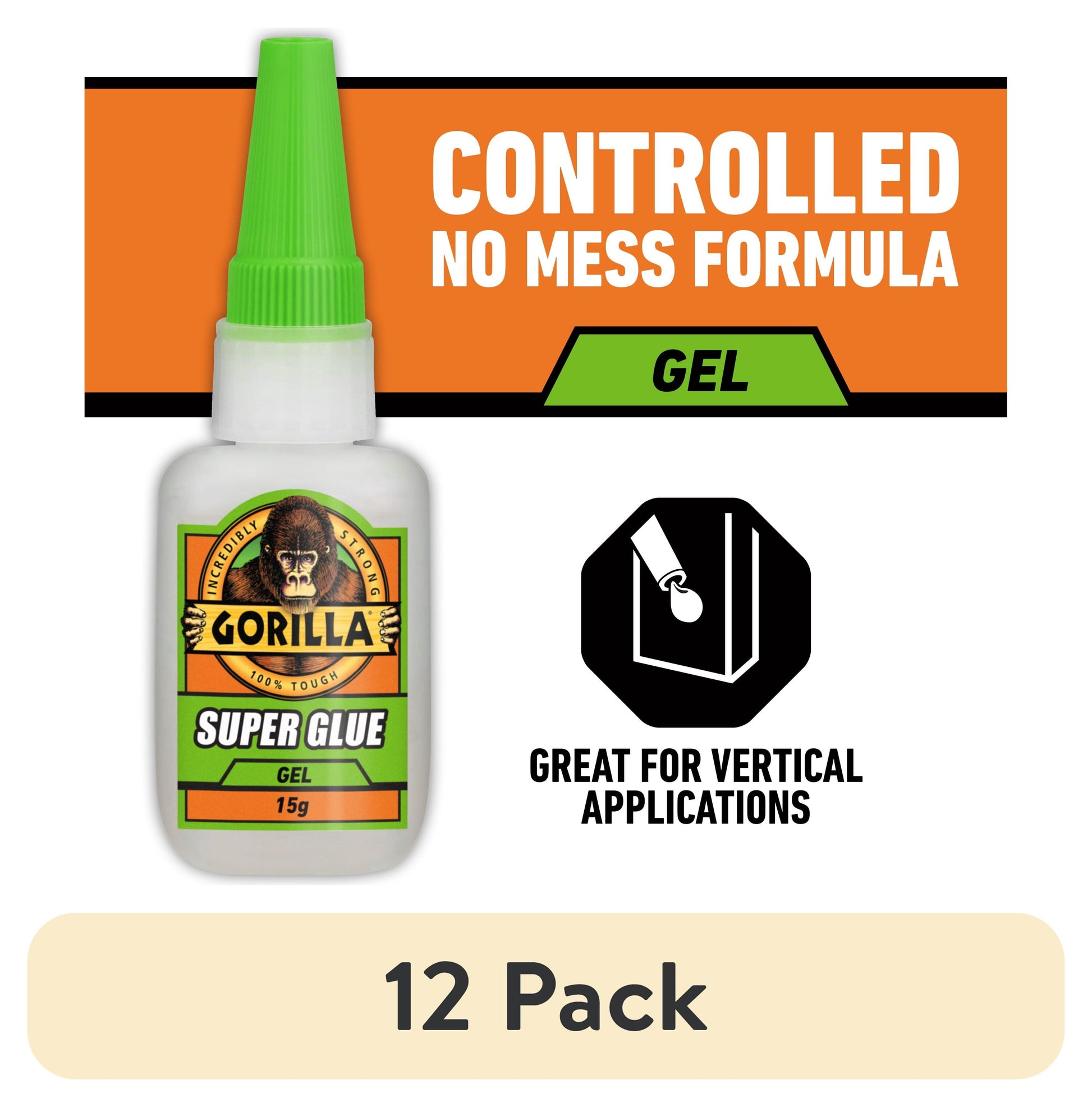 (12 pack) Gorilla Glue Super Glue Gel (15g) Clear Color, Pack of 1