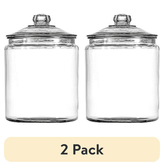 (2 pack) Anchor Hocking Heritage Hill Glass Jar with Lid, 2 Gallon, Made for Pantry Jar Storage and Display