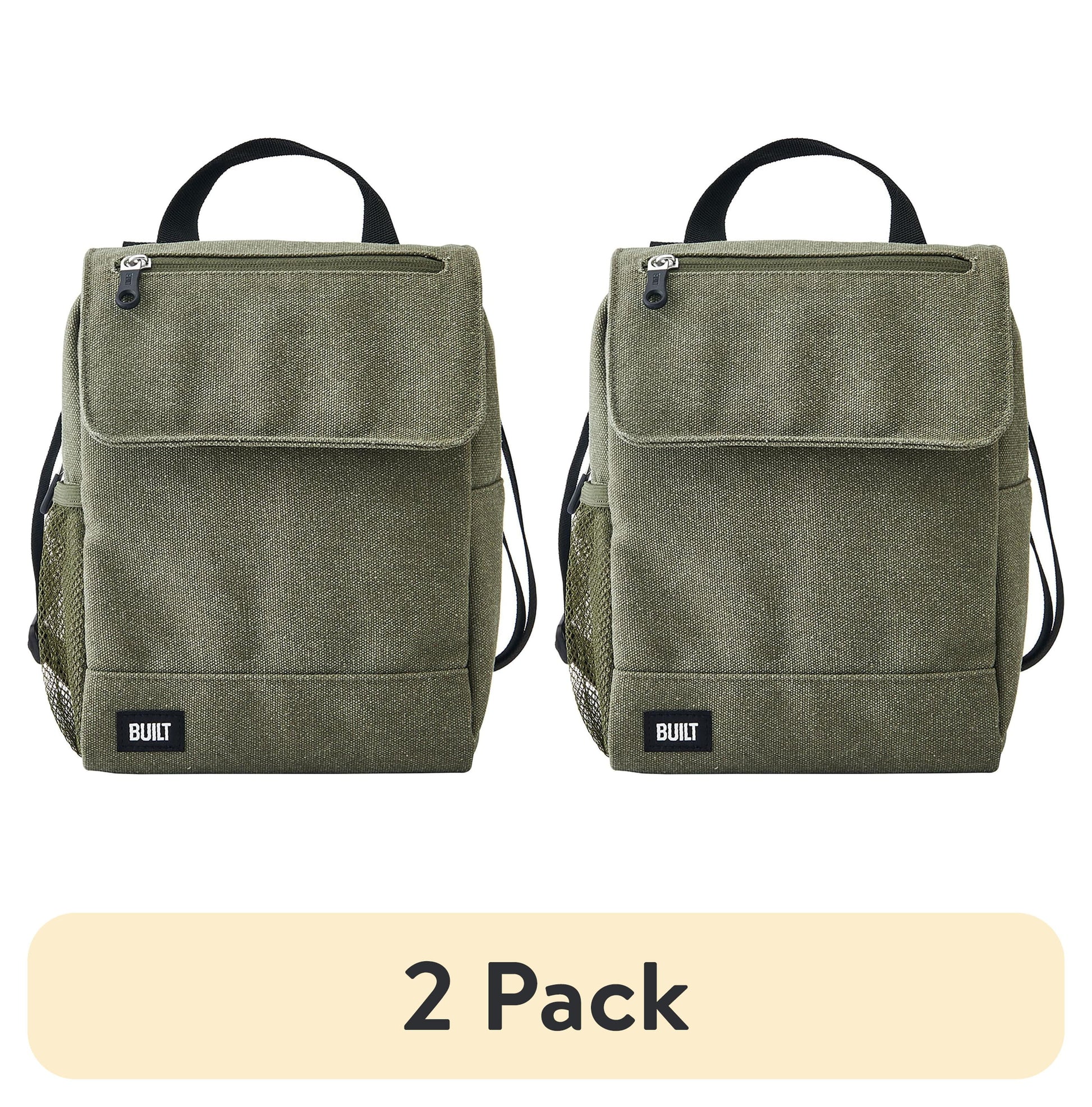 (2 pack) BUILT Oxford Adult Lunch Sack Sage Green