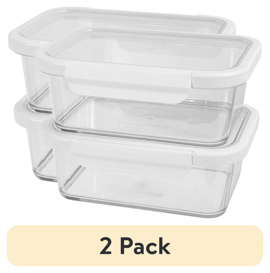 Better Homes & Gardens 4Cup Rectangle Tritan Food Storage Container with Tritan Lid. Set of 2, 4 Pieces, Made for Family Meals and Easy Serving