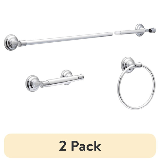 (2 pack) Better Homes & Gardens Cameron 3-Piece Bath Accessory Kit, Chrome
