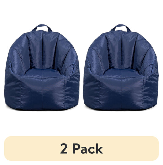 (2 pack) Big Joe Joey Junior Bean Bag Chair for Kids, 1.5 ft Nylon Blend Lightweight Lounge Chair, Durable Polyester, Navy