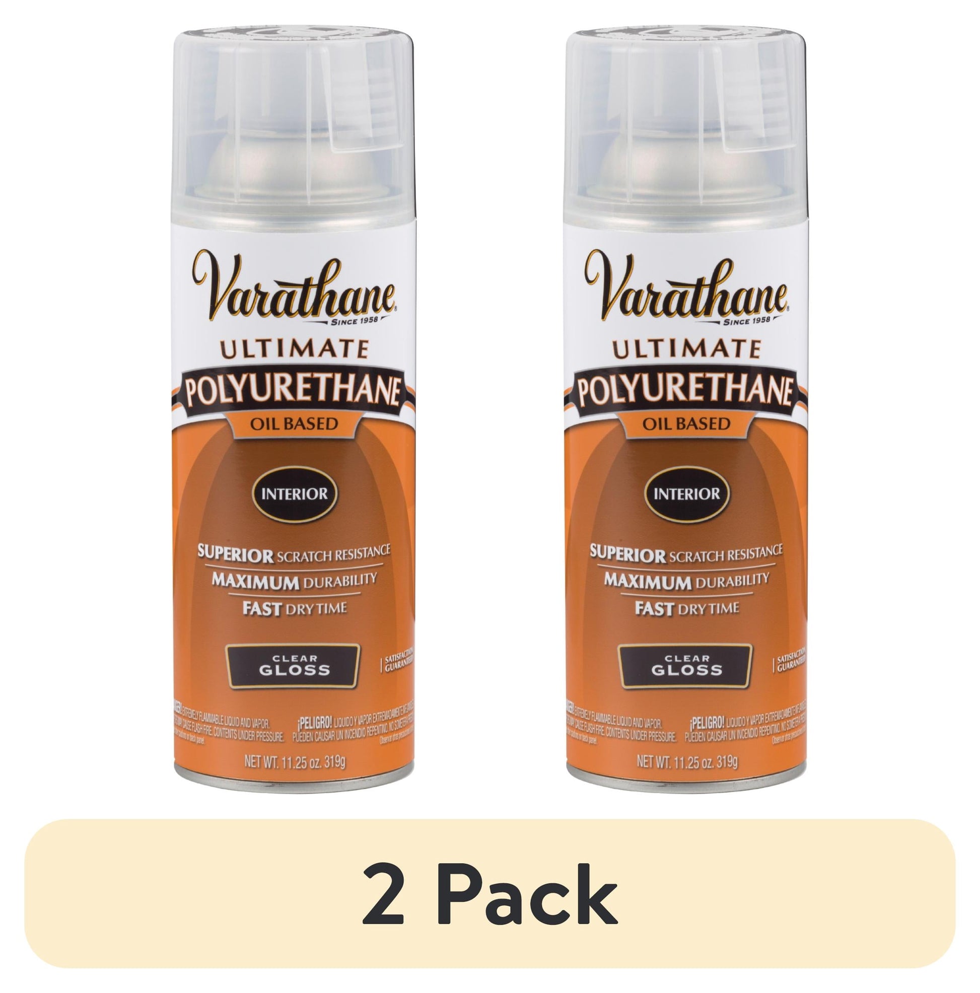 (2 pack) Clear, Varathane Ultimate Polyurethane Oil-Based Gloss Spray-9081, 11.25 oz