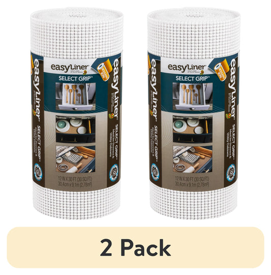 (2 pack) Select Grip EasyLiner Shelf Liner, White 12" x 30'  1 Rolls