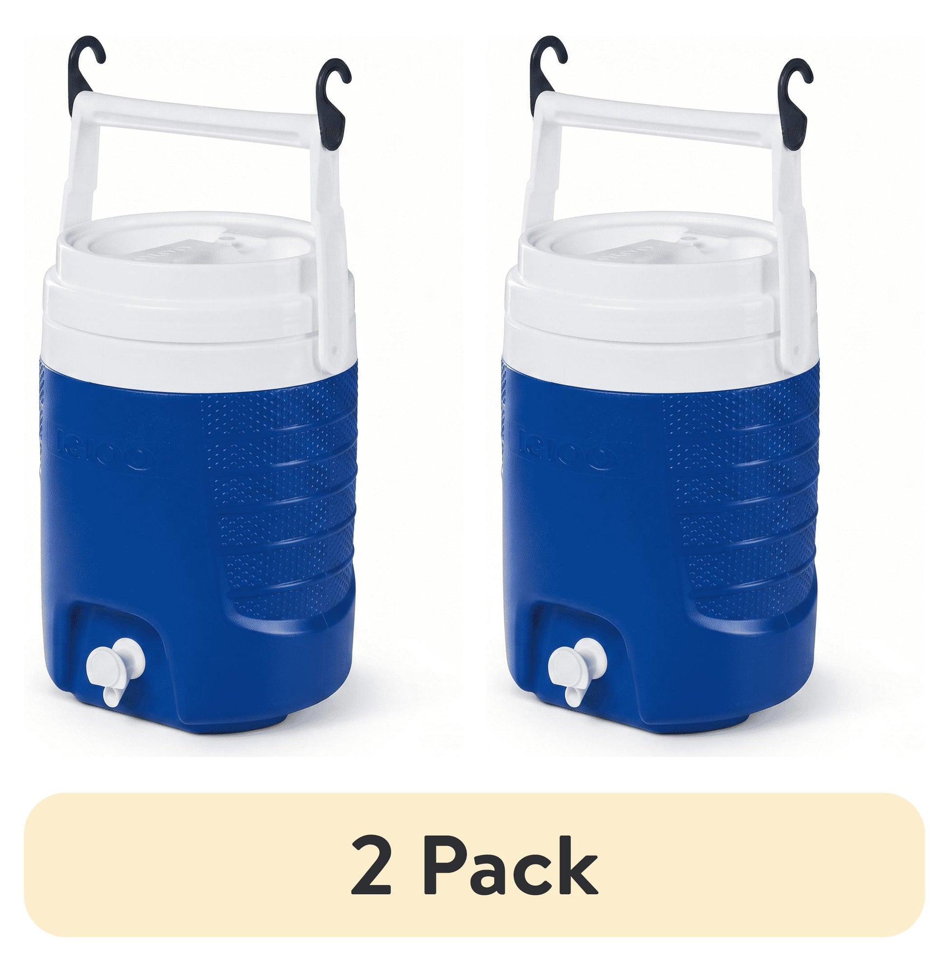 (2 pack) Igloo 2 Gallon Sports Plastic Beverage Jug with Hooks, Blue