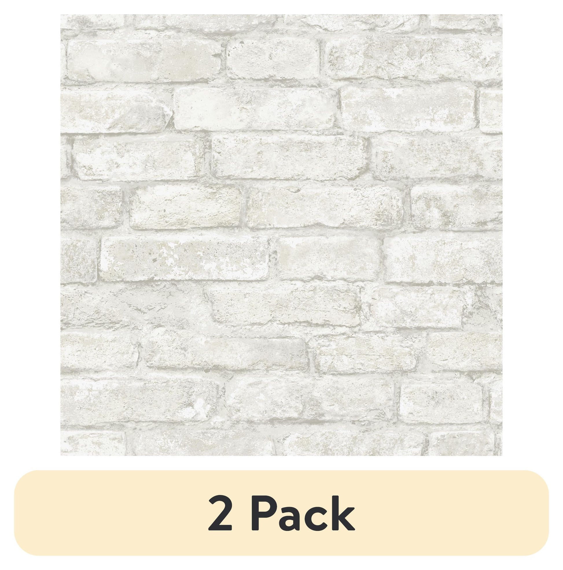 (2 pack) InHome White Portsmouth Brick Vinyl Peel and Stick Wallpaper, 20.8 in x 18 ft, 31.2 Sq. ft.