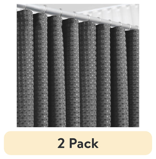 (2 pack) LammaLoe Gray Shower Curtains, Waffle Weave Heavy Duty Fabric Shower Curtain, 72â€ x 72" Hotel Luxury 256 GSM Bathroom Curtains