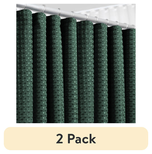 (2 pack) LammaLoe Hunter Green Shower Curtain, Waffle Weave Heavy Duty Fabric Shower Curtain, 72â€ x 72" Hotel Luxury 256 GSM Bathroom Curtains