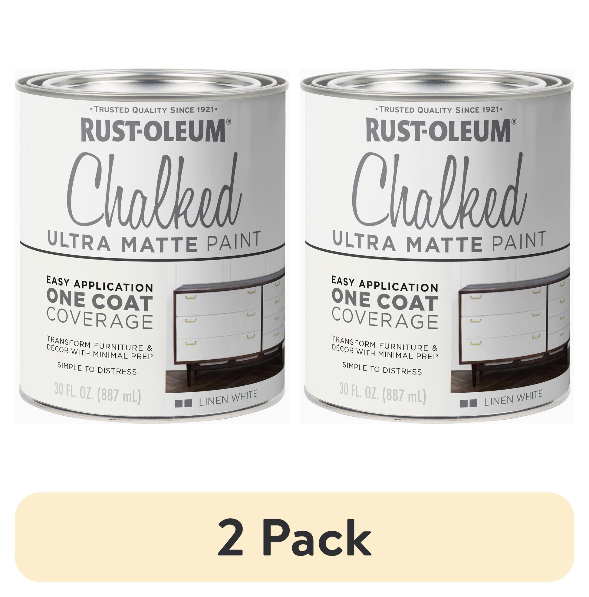 (2 pack) Blanco Lino, Rust-Oleum Chalked Pintura Ultra Mate, Cuarto