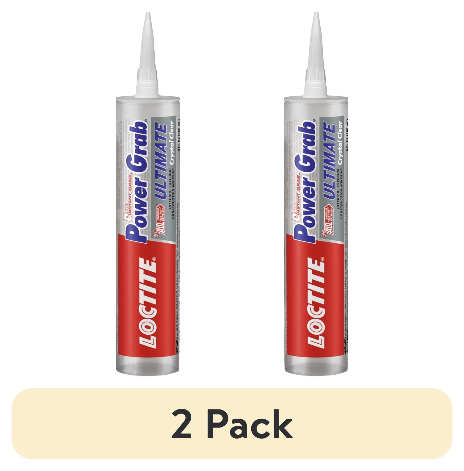 (2 pack) Loctite Power Grab Construction Adhesive Ultimate Crystal Clear, Pack of 1, Clear 9 fl oz Cartridge