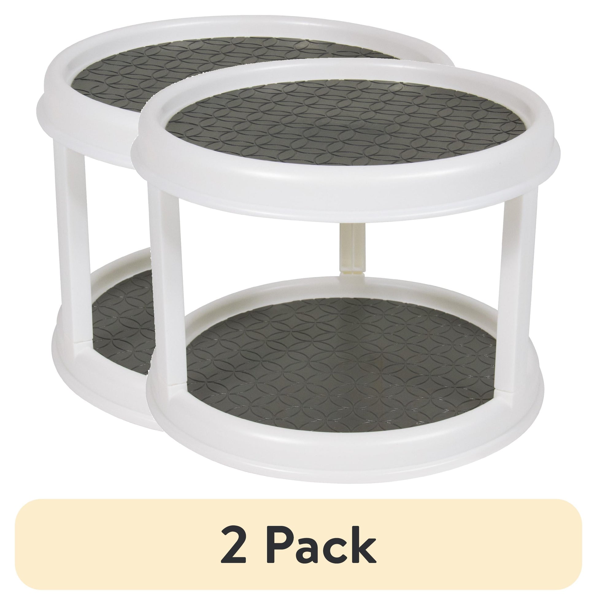 (2 pack) Mainstays 2-Tier Plastic Lazy Susan Turntable Organizer, Rotating Spice Rack for Kitchen Cabinet, Pantry and Countertop Organization