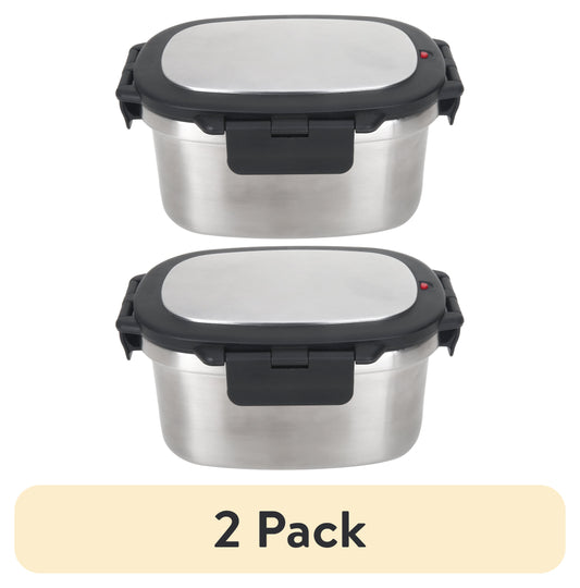 (2 pack) Mainstays 33 oz Insulated Stainless Steel Lunch Box Food Storage Container with Lid