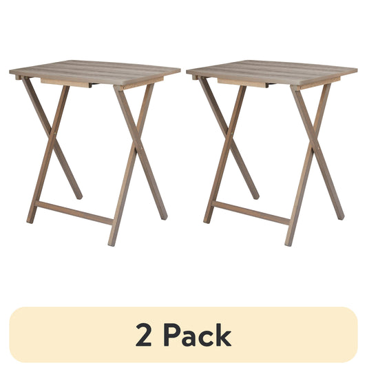 Mainstays XL Oversized Rubberwood Folding TV Tray Table, Rustic Gray