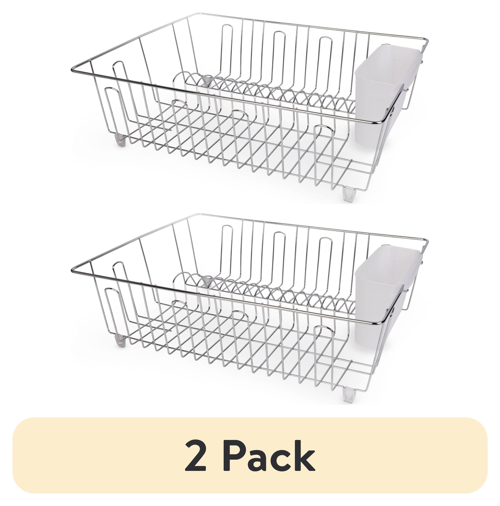 (2 pack) Mainstays Stainless Steel Kitchen Dish Drying Rack and Drainer, Rust-Resistant Countertop Dish Rack Organizer for Plates, Bowls, Cups and Utensils